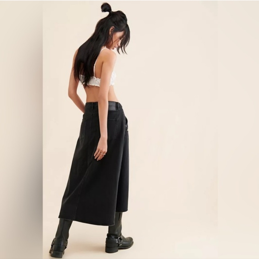 One Teaspoon X Free People Chain Midi Skirt Black Grunge Gothic Biker Size 25 - Picture 3 of 16